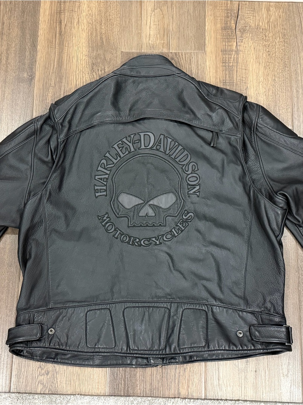 Harley-Davidson Black Leather Embossed Skull Jacket